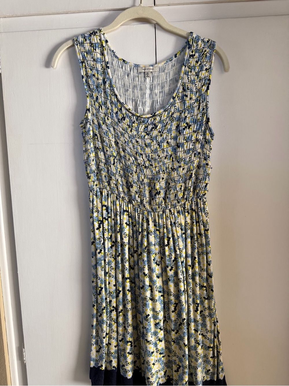 Max Studio Sleeveless Floral Midi Dress in Yellow and Blue
